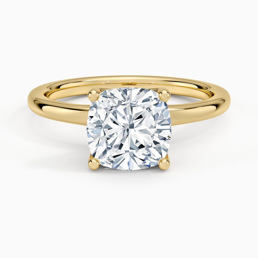 Fleur Solitaire Ring - Cushion Cut Center Stone