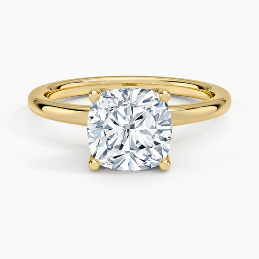 Fleur Solitaire Ring - Cushion Cut Center Stone