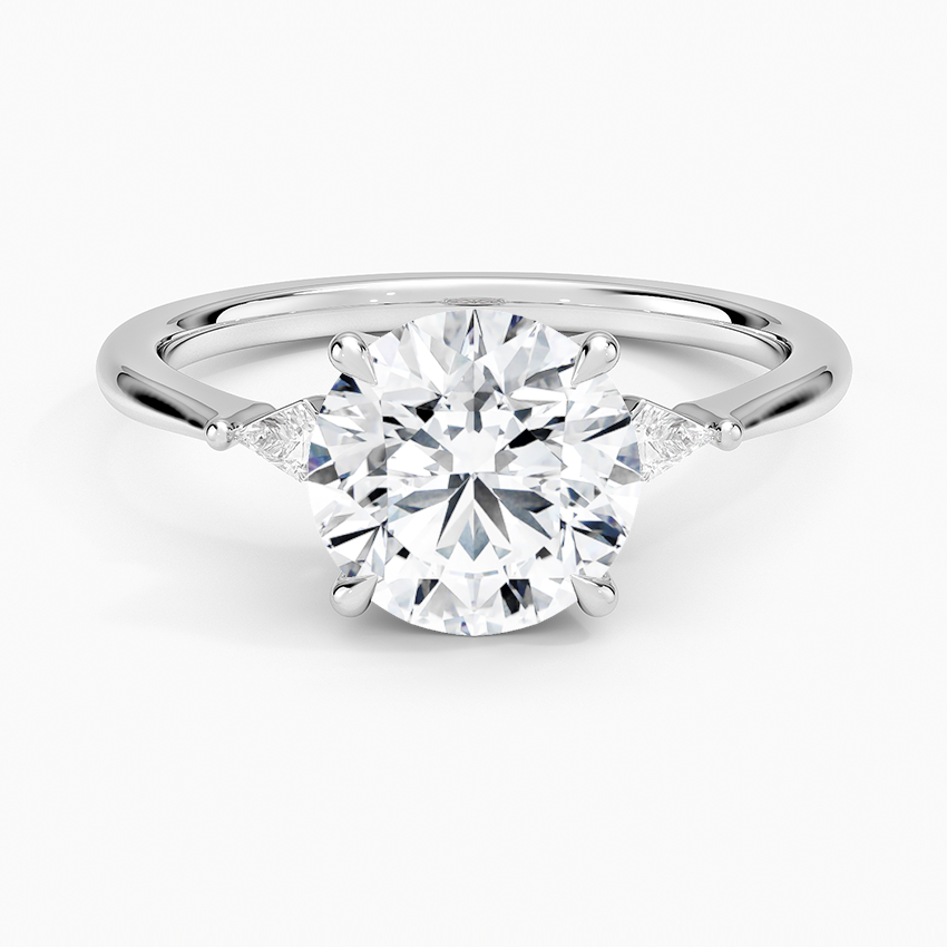 Petite Cometa Three Stone Diamond Ring - Round Center Stone