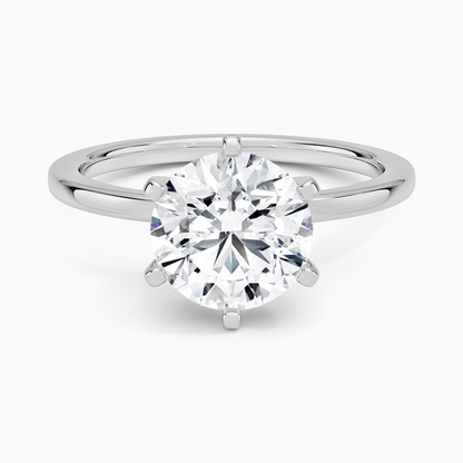 Six-Prong Petite Comfort Fit 1.5mm Solitaire Ring - Round Center Stone