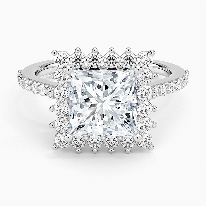 Luxe Sunburst Halo Diamond Ring (1/2 ct. tw.) - Princess Cut Center Stone