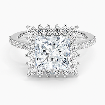 Luxe Sunburst Halo Diamond Ring (1/2 ct. tw.) - Princess Cut Center Stone