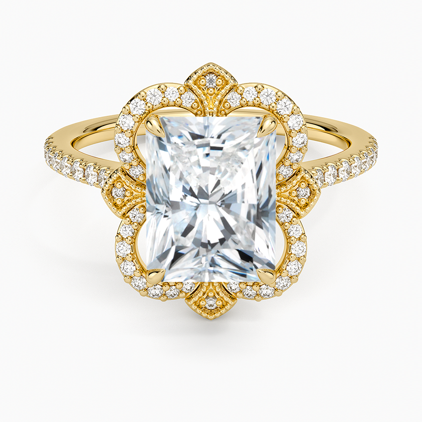 Reina Halo Diamond Ring - Radiant Cut Center Stone
