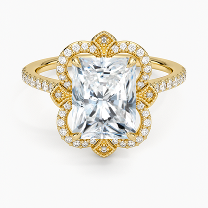 Reina Halo Diamond Ring - Radiant Cut Center Stone