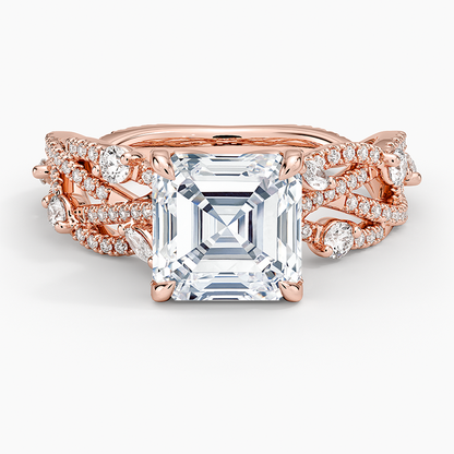 Grand Secret Garden Diamond Ring - Asscher Cut Center Stone