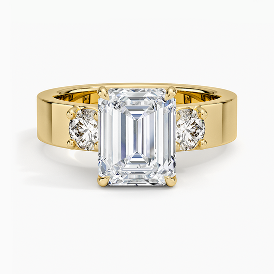 Peyton Three Stone Diamond Ring (1/2 ct. tw.) - Emerald Cut Center Stone