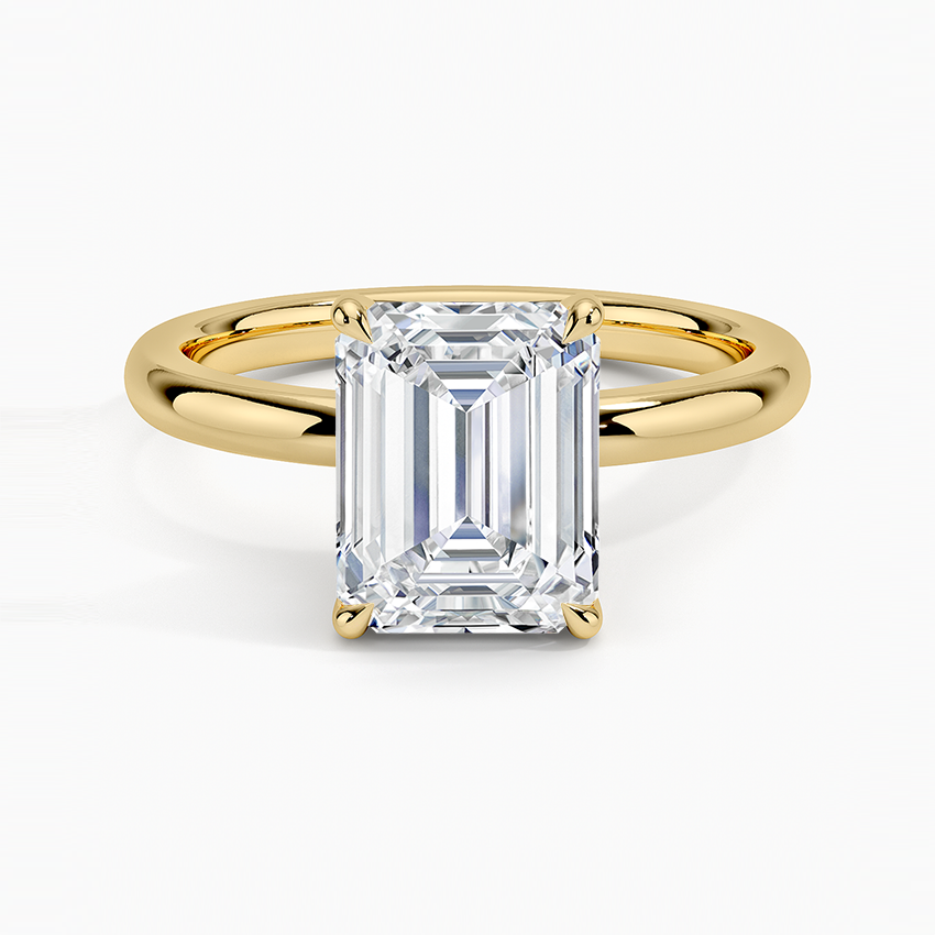 Fairmined 2mm Solitaire Ring - Emerald Cut Center Stone