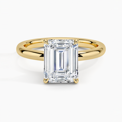 Fairmined 2mm Solitaire Ring - Emerald Cut Center Stone