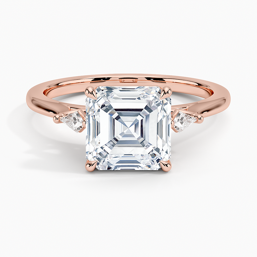 Petite Cometa Perfect Fit Three Stone Diamond Ring - Asscher Cut Center Stone
