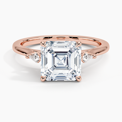 Petite Cometa Perfect Fit Three Stone Diamond Ring - Asscher Cut Center Stone