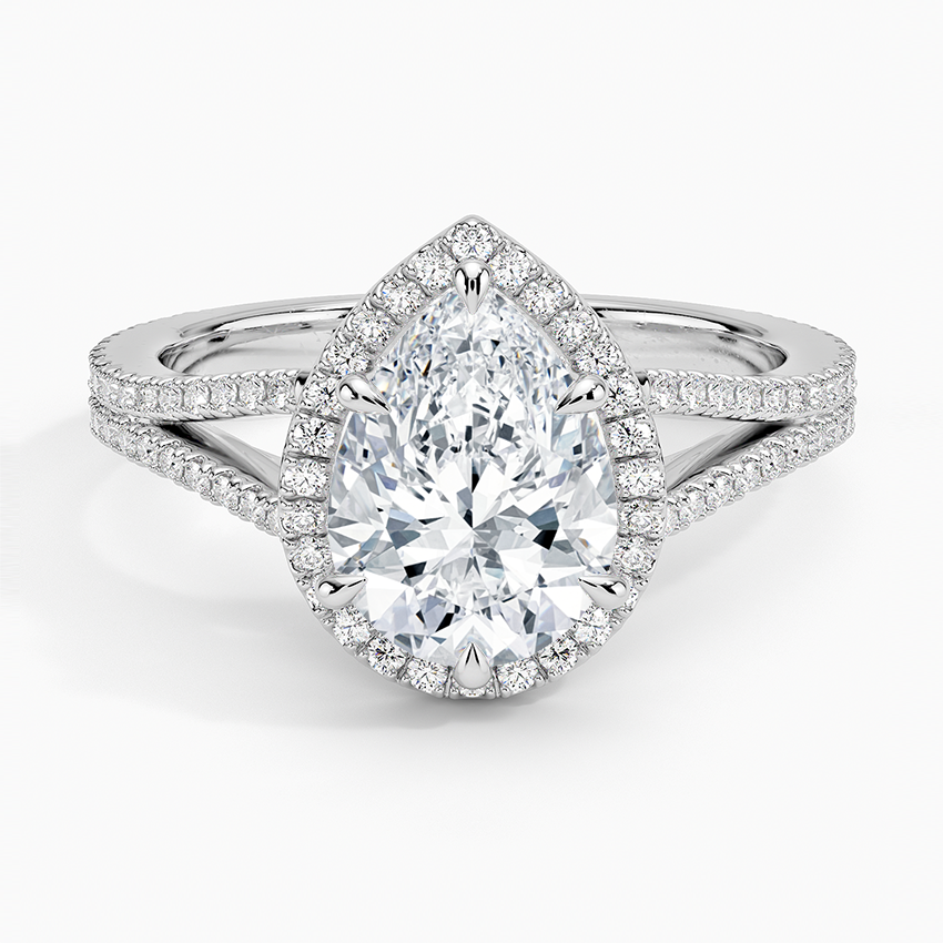 Fortuna Halo Diamond Ring (1/2 ct. tw.) - Pear Center Stone