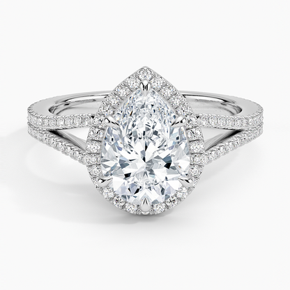 Fortuna Halo Diamond Ring (1/2 ct. tw.) - Pear Center Stone