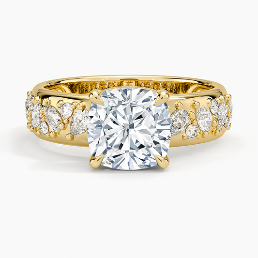 Mosaic Olivetta Three-Quarter Coverage Diamond Ring (1/2 ct. tw.) - Cushion Cut Center Stone