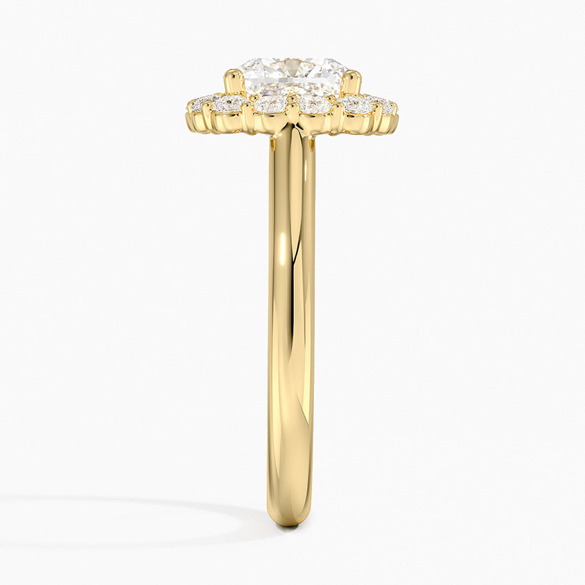Lotus Flower Halo Diamond Ring (1/4 ct. tw.) - Cushion Cut Center Stone