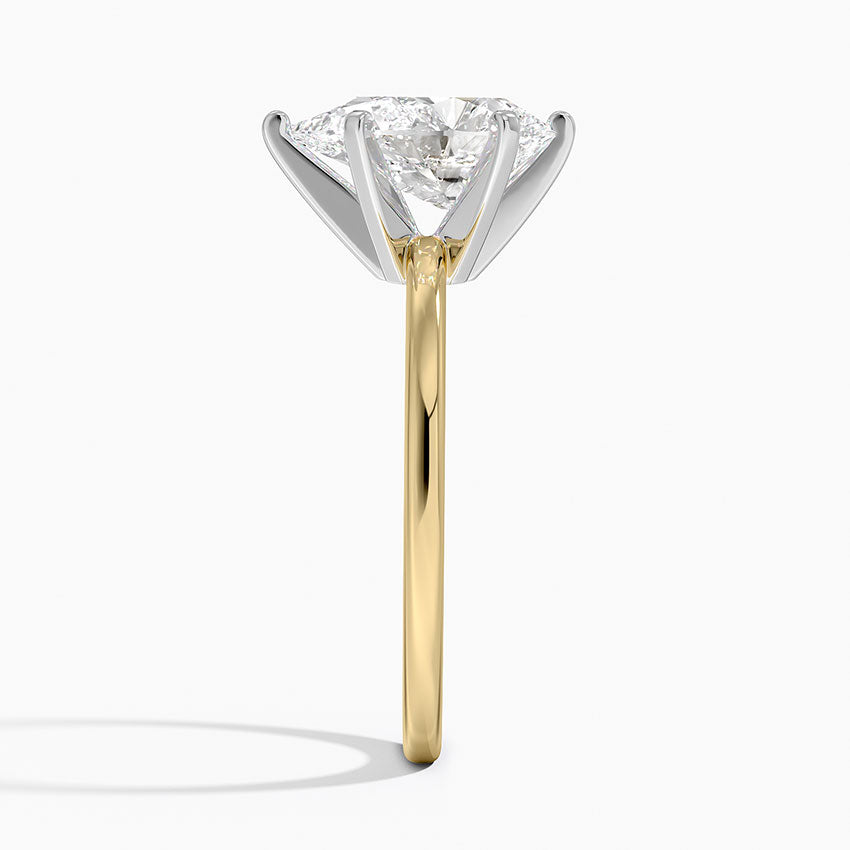 Six-Prong Petite Comfort Fit 1.5mm Solitaire Ring - Pear Center Stone