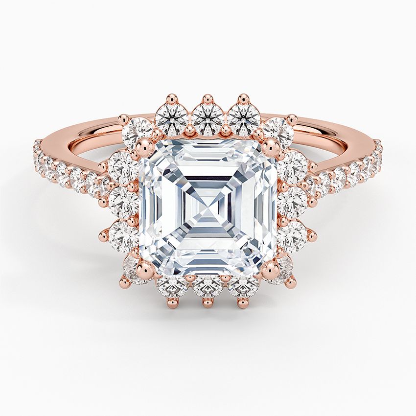 Luxe Sunburst Halo Diamond Ring (1/2 ct. tw.) - Asscher Cut Center Stone