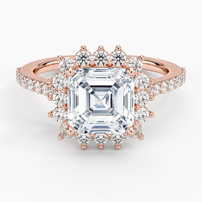 Luxe Sunburst Halo Diamond Ring (1/2 ct. tw.) - Asscher Cut Center Stone