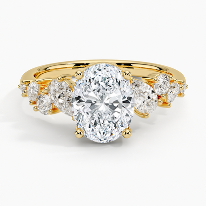 Olivetta Tapered Diamond Ring (1/2 ct. tw.) - Oval Cut Center Stone