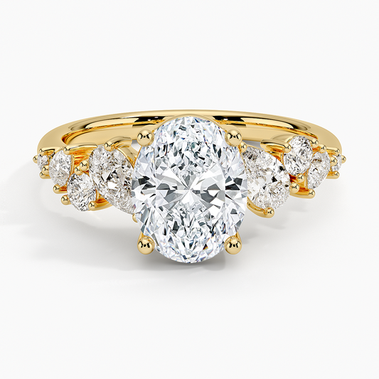 Olivetta Tapered Diamond Ring (1/2 ct. tw.) - Oval Cut Center Stone