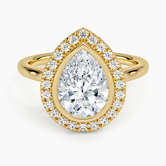 Bezel Halo Diamond Ring (1/4 ct. tw.) - Pear Center Stone