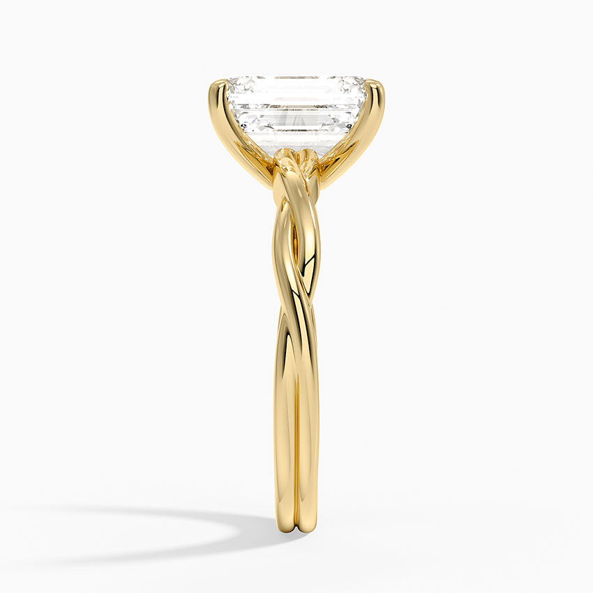 Twisted Vine Solitaire Ring - Emerald Cut Center Stone