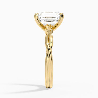 Twisted Vine Solitaire Ring - Emerald Cut Center Stone