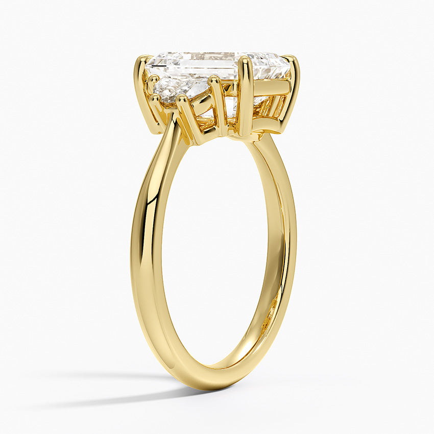 Half Moon Three Stone Diamond Ring (1/4 ct. tw.) - Emerald Cut Center Stone