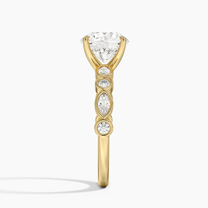 Versailles Bezel Diamond Ring - Round Cut Center Stone