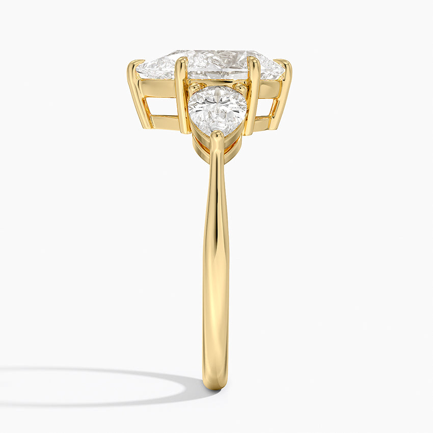 Luxe Opera Three Stone Diamond Ring - Pear Center Stone