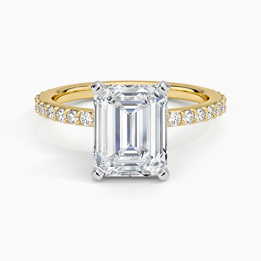 Petite Shared Prong Three-Quarter Coverage Diamond Ring (1/3 ct. tw.) - Emerald Cut Center Stone