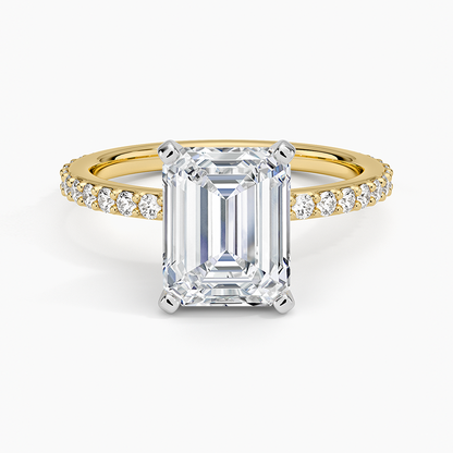 Petite Shared Prong Three-Quarter Coverage Diamond Ring (1/3 ct. tw.) - Emerald Cut Center Stone