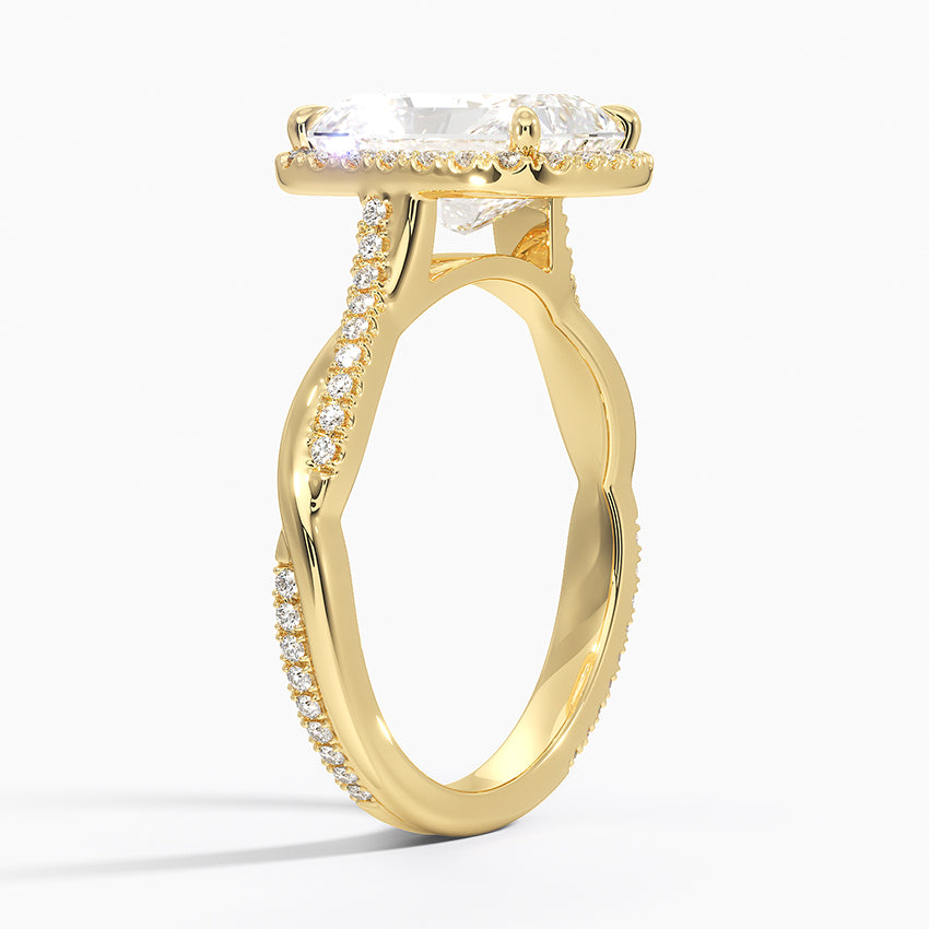 Petite Twisted Vine Halo Diamond Ring (1/4 ct. tw.) - Radiant Cut Center Stone