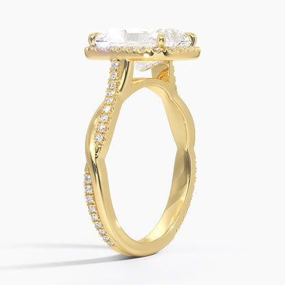 Petite Twisted Vine Halo Diamond Ring (1/4 ct. tw.) - Radiant Cut Center Stone