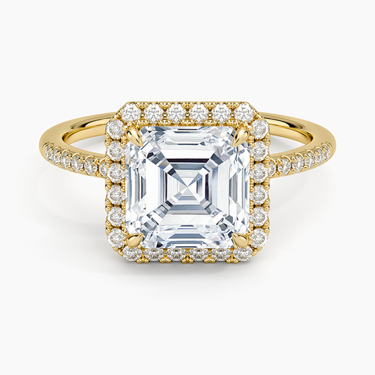 Cambria Halo Diamond Ring - Asscher Cut Center Stone