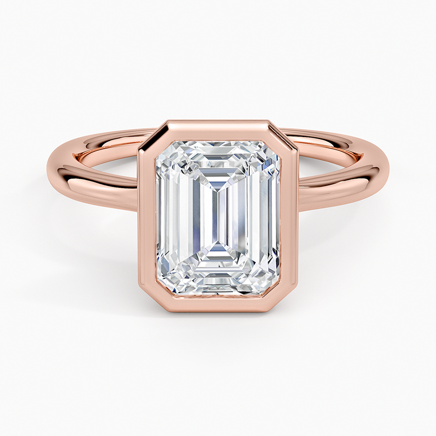 Freesia Bezel Solitaire Ring - Emerald Cut Center Stone