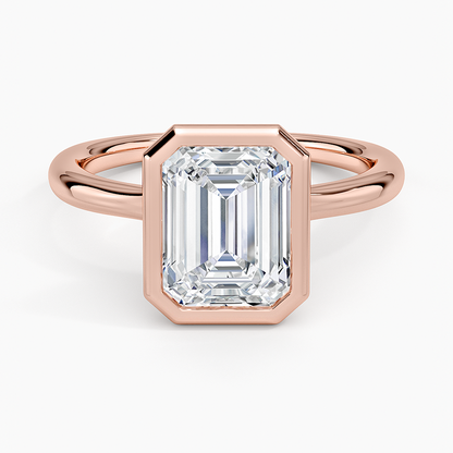 Freesia Bezel Solitaire Ring - Emerald Cut Center Stone