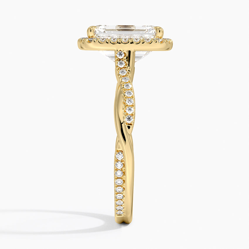 Petite Twisted Vine Halo Diamond Ring (1/4 ct. tw.) - Emerald Cut Center Stone