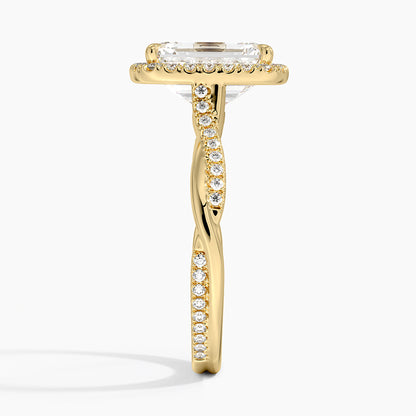 Petite Twisted Vine Halo Diamond Ring (1/4 ct. tw.) - Emerald Cut Center Stone