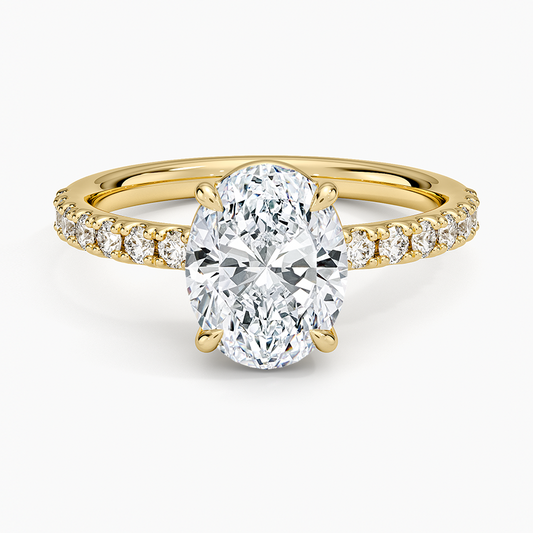 Dara Low-Profile Diamond Ring - Oval Center Stone