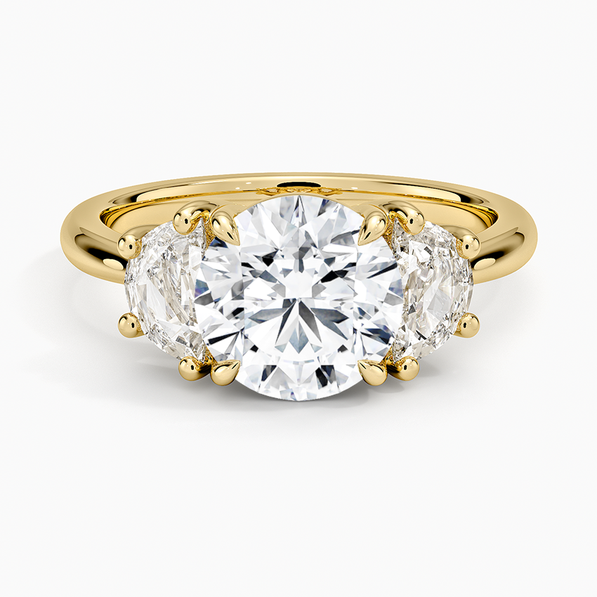 Half Moon Three Stone Diamond Ring (1/2 ct. tw.) - Round Center Stone