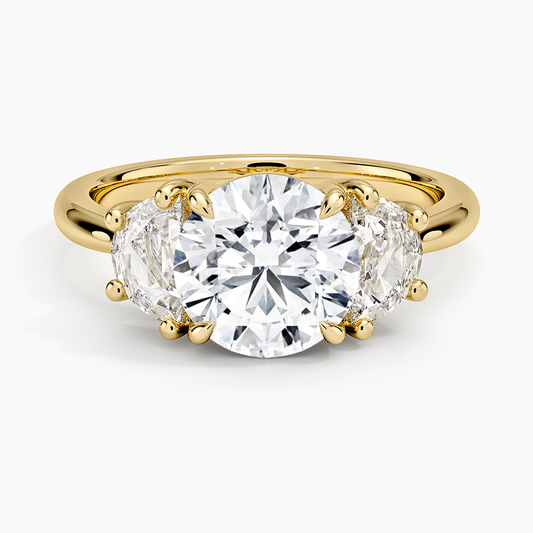 Half Moon Three Stone Diamond Ring (1/2 ct. tw.) - Round Center Stone