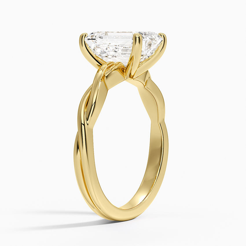 Twisted Vine Solitaire Ring - Emerald Cut Center Stone