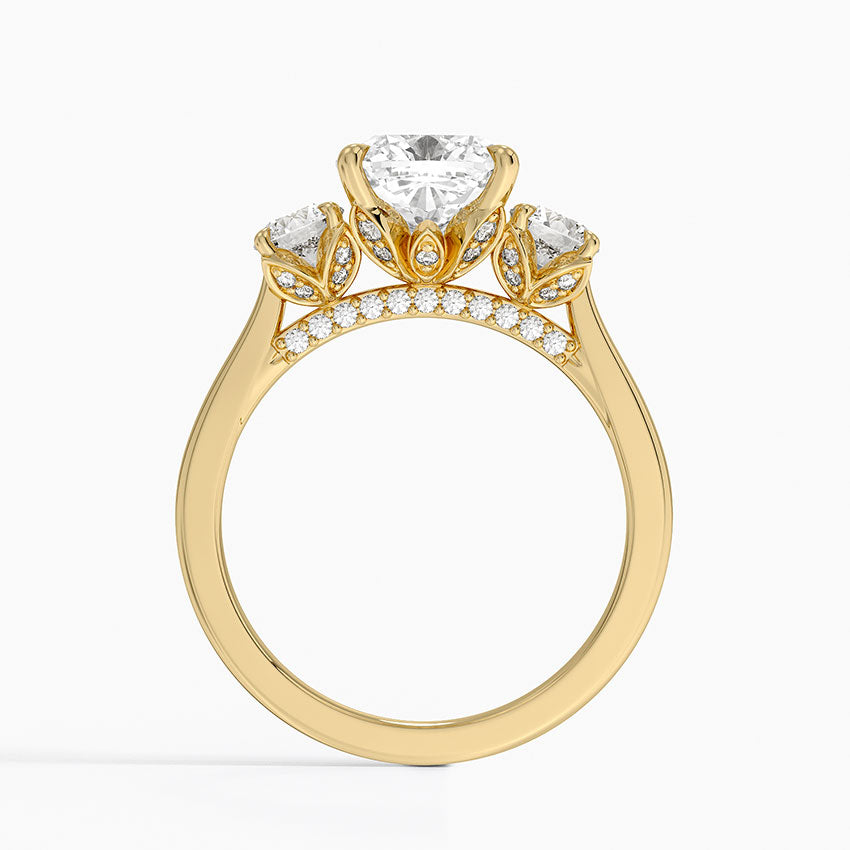 Petal Three Stone Diamond Ring (2/3 ct. tw.) - Cushion Cut Center Stone