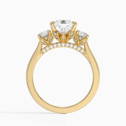 Petal Three Stone Diamond Ring (2/3 ct. tw.) - Cushion Cut Center Stone