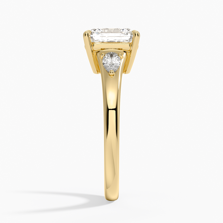 Aria Three Stone Signet Diamond Ring (1/4 ct. tw.) - Asscher Cut Center Stone