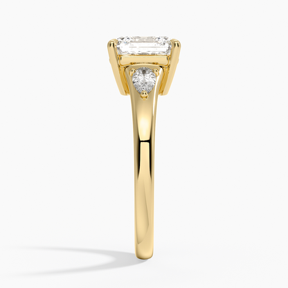 Aria Three Stone Signet Diamond Ring (1/4 ct. tw.) - Asscher Cut Center Stone