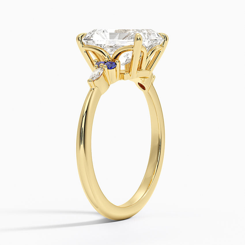 Nadia Sapphire and Diamond Ring - Radiant Cut Center Stone