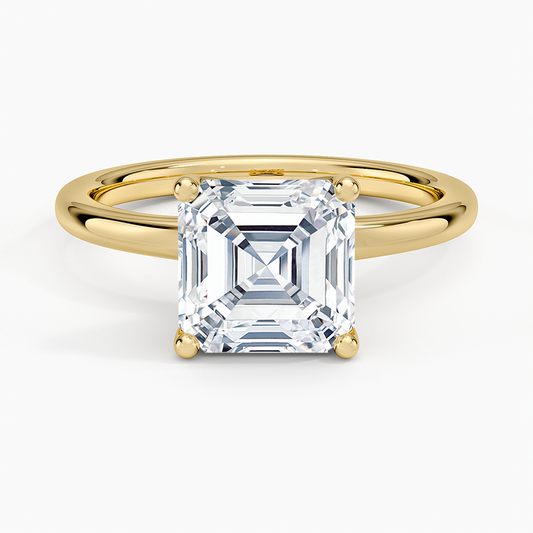 Fleur Solitaire Ring - Asscher Cut Center Stone