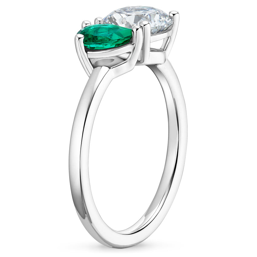 Viridian Toi et Moi Diamond Ring