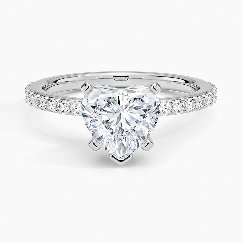 Petite Shared Prong Three-Quarter Coverage Diamond Ring (1/3 ct. tw.) - Heart Center Stone